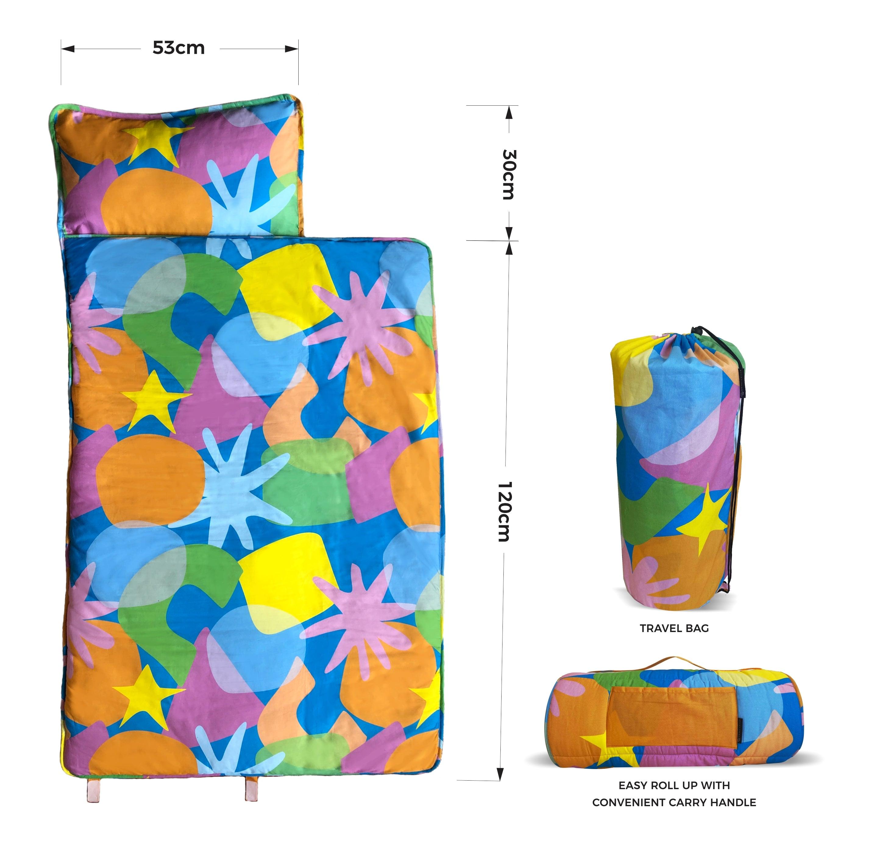Viviland Toddler Nap Mat - Car Truck Slumber Bag With Pillow & Blanket For Preschool