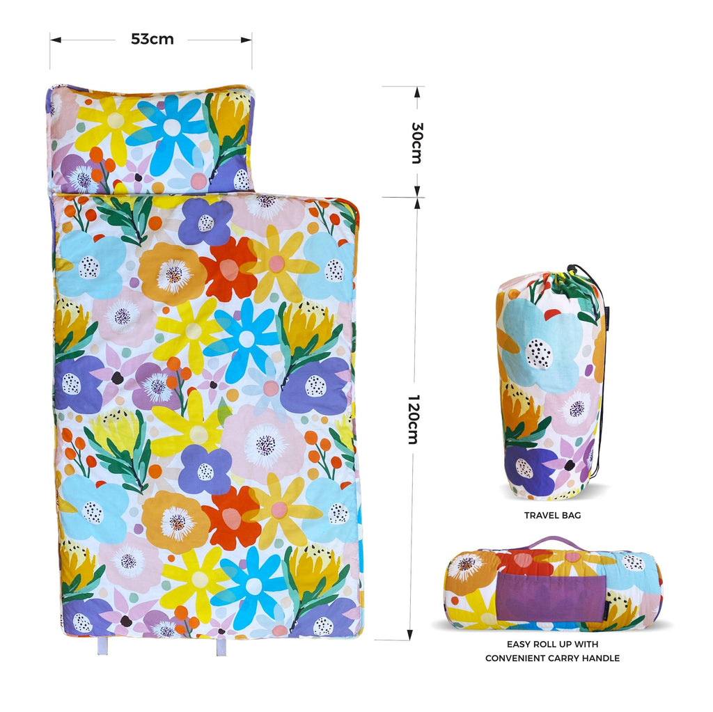 Kids Cotton Nap Mat/Sleeping Bag In Full Bloom + Wills